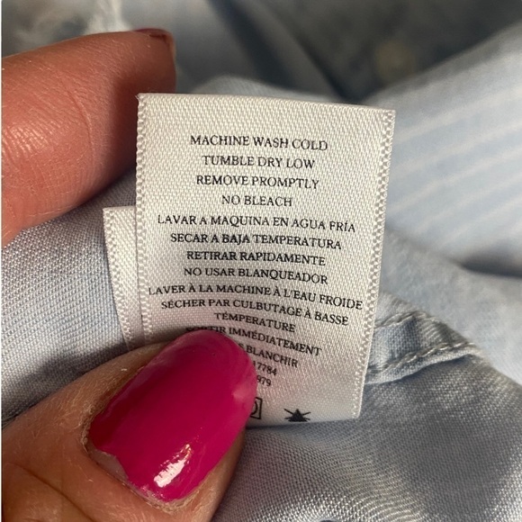 Rails daphne raw hem stripe button down shirt blue size small - Picture 12 of 12